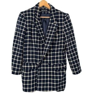 Vintage Giorgio‎ Sant Angelo 100% Wool Plaid Double Breasted Blazer - size 8
